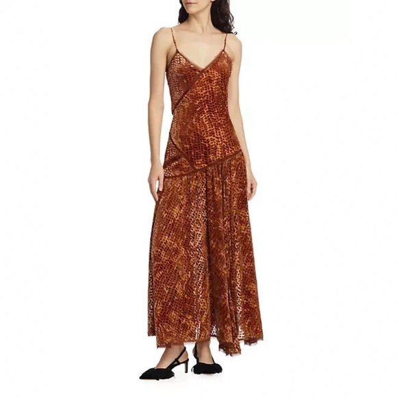 Ulla Johnson - Elodie Velvet Devore Midi-Dress - Size 6 - Picture 2 of 7